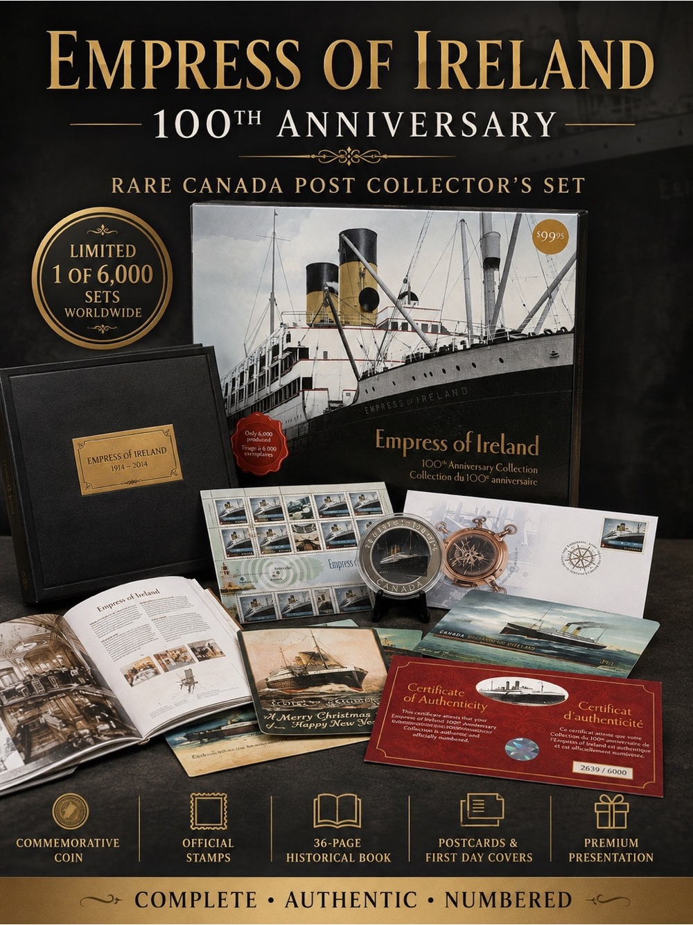 Canada Post Empress of Ireland 100th Anniversary Coin Stamp Set Rare